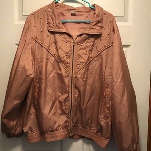 Vintage Rose Embellished Silk Windbreaker Size Lg